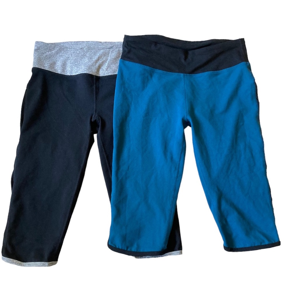 Bundle Lot of 2 Fabletics Capri Leggings in Teal & Black